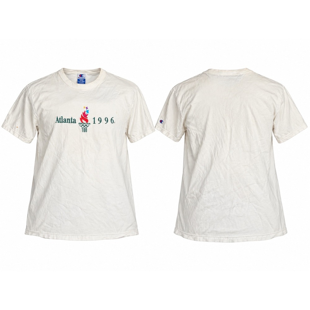 Vintage Champion Atlanta 1996 Olympic Games T-Shirt Mens Large White Embroidered